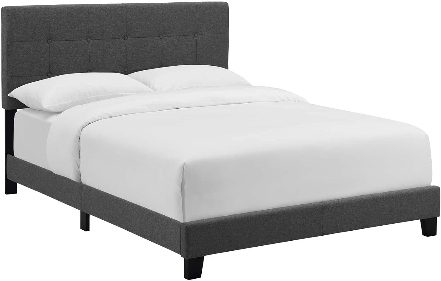 Modway Amira Tufted Fabric Upholstered Full Bed Frame With Headboard In Gray