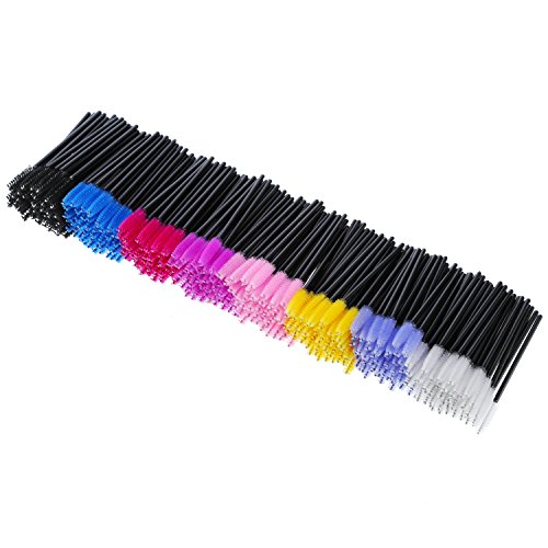 eBoot 400 Pieces Multicolored Disposable Mascara Wands Eyelash Brush Makeup Applicators Cosmetic Kit, 8 Colors