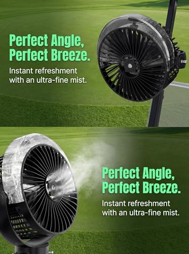 2-Pack Magnetic Golf Cart Misting Fan with Heavy-Duty Strap, 12000mAH Battery Operated Portable Fan with 4 Speeds, LED, Timer, Suitable for EZGO Club Car Yamaha, Golf Cart & Camping Accessories 2026