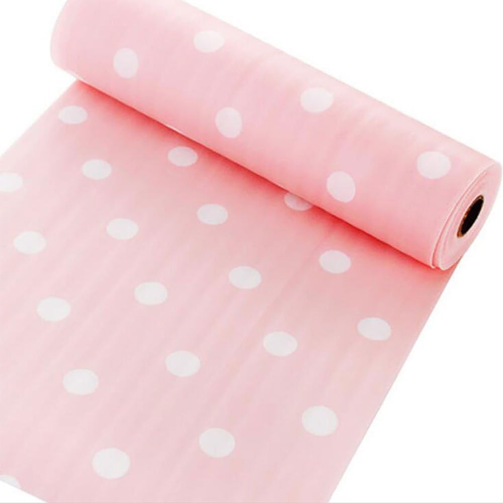 Everyfit 1 Rolls DIY Washable Drawer Liner, Anti-mildew Anti-bacterial Non-slip Waterproof Fridge Liners (White dot)