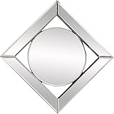 Howard Elliott Lula Square Hanging Accent Mirrored Frame Wall Mirror, Beautifully Beveled Edge Decorative Modern Design Mirro