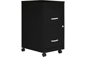 Lorell 2-Drawer Mobile File Cabinet, 14.2" x 18" x 26.5", Black