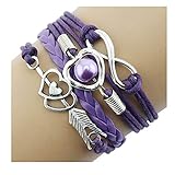 DOINSHOP Bracelet, Infinity Chain Cuff Jewelry Antique PU Leather Bracelet Charm (Purple)