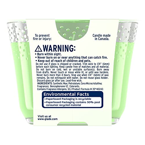 GLADE CANDLE BAMBOO & WATERLILY BLISS, FRAGRANCE CANDLE INFUSED WITH ESSENTIAL OILS, AIR FRESHENER CANDLE, 3-WICK CANDLE, 6.8 OZ
