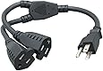 Cablelera Power Cord Extension and Splitter, NEMA 5-15P to NEMA 5-15R x 2, 16 AWG, 13A, 125V (ZWACPQAG-14)
