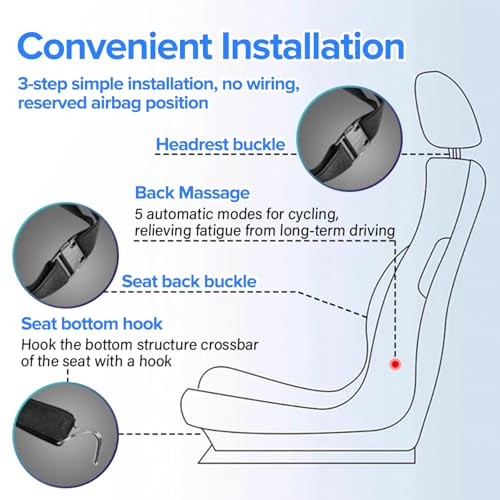 DMG Car Seat Cooling Cushion with 3 Speeds USB Fan, Breathable 3D Borneol Fabric & Lumbar Support, Summer Ventilation Mat for Auto, Truck, SUV