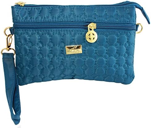 Bijoux De Ja Quilted Cross Body Handbag Purse Wristlet Clutch Bag