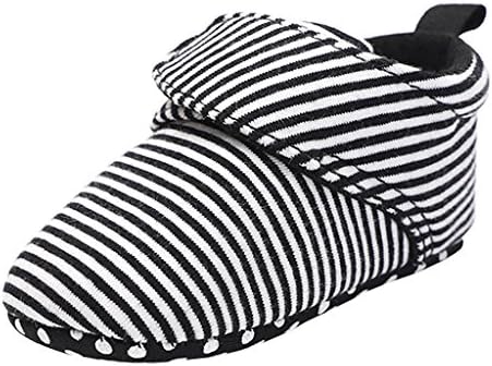 Annnowl Baby Shoes Soft Sole Sneakes 0-18 Months (6-12 Months, Black Stripes)