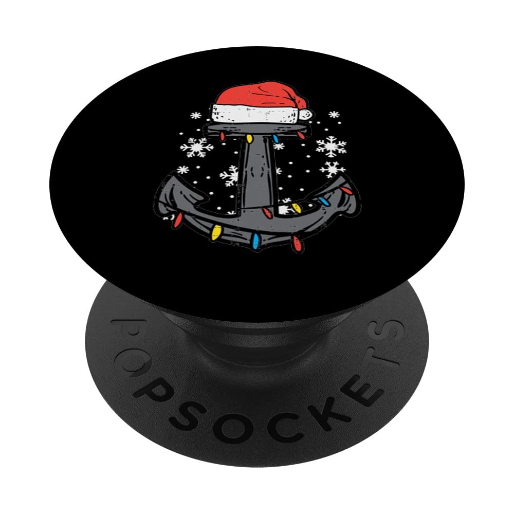 Christmas Anchor Santa Xmas Boat Sailing Captain Men Dad Boy PopSockets Swappable PopGrip