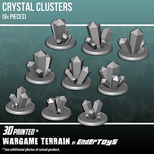 Crystal Clusters, Terrain Scenery for Tabletop 28mm Miniatures Wargame, 3D Printed and Paintable, EnderToys