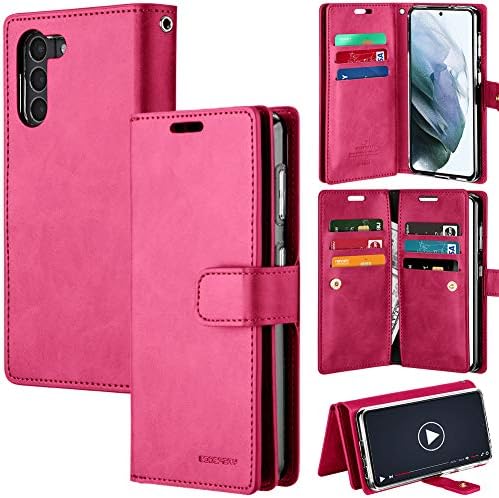 Goospery Mansoor Wallet for Galaxy S21 6.2″(2021) Case, Double Sided Multi-Slot Inner Flap Card Holder Ample Storage Flip Phone Cover (Hot Pink) S21-MAN-HPNK