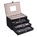 SONGMICS Jewelry Box Mirrored Jewelry Organizer Black Storage Case Drawers UJBC125C