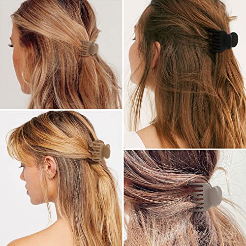 12 PCS Small Hair Claw Clips, Neutral Double Row Teeth Hair Clips for Women Girls, Small Claw Clips for Thin Short Hair, 1.6\