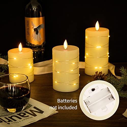 Flameless Battery Operated Flickering Candles with Embedded String