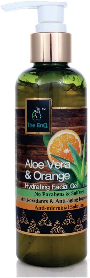 The EnQ Orange And Aloevera Hydrating Facial Gel 200ml / 6.76 fl.oz - Paraben free refreshing facial gel - Skin Hydrating Gel, Moisturizer, anti-acne gel (Pack of 1)