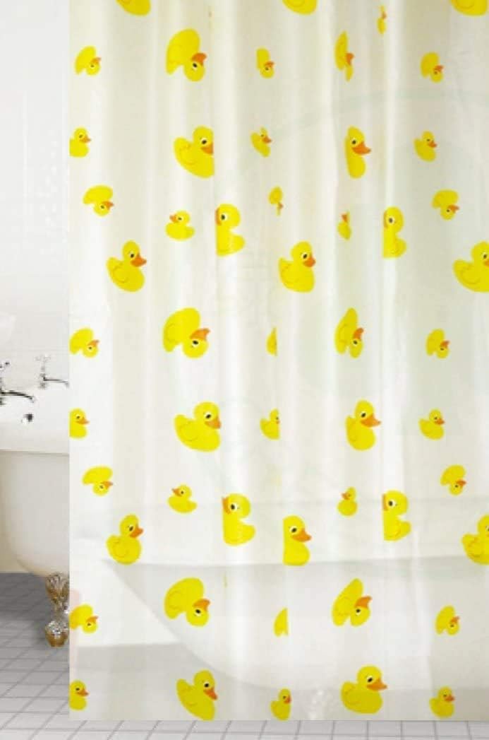 KAV Premium Fully Waterproof PEVA Shower Curtain with Hygiene and Clean Technology - 180x180CM / 72x72in - Duck Design for Home and Hotel Bathroom Decor (PEVA Duck)