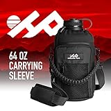 Highland Peak 64 oz Sleeve/Carrier with Paracord Survival Handle The Ultimate Bottle Holder - Attaches to Backpacks, Travel Gear - Fits HydroFlask, Yeti, Growlers, Similar Thermos Bottles