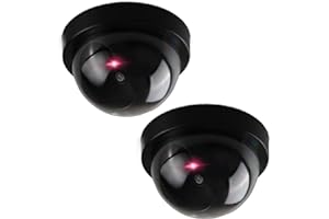 C CRYSTAL LEMON Dummy Security Camera – Realistic Set of 2 Mini Fake Security Cameras – Durable and Reliable Dummy Outdoor Ca