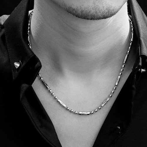 5mm Men's 18K White Gold Chain NecklaceSilver Buy Online in UAE