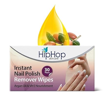 HipHop Instant Nail Polish Remover Wipes - Acetone & Acetate Free, 30 wipes (Pack of 2)