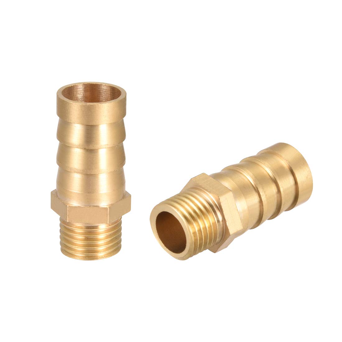 sourcing map Brass Hose Barb Fitting,Connector,14mm Barb x G1/4 Male Pipe Adapter,2Pcs