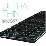 Mechanical Keyboard HAVIT Backlit Wired Gaming Keyboard Extra-Thin &amp; Light, Kailh Latest Low Profile Blue Switches, 87 Keys N-key Rollover HV-KB390L (Black)