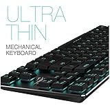 Mechanical Keyboard HAVIT Backlit Wired Gaming Keyboard Extra-Thin &amp; Light, Kailh Latest Low Profile Blue Switches, 87 Keys N-key Rollover HV-KB390L (Black)