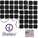 iReliev Premium Reusable TENS IF Muscle Stimulation Electrode Pads with Excellent Dispersion, 1 Pack of 4 Pads