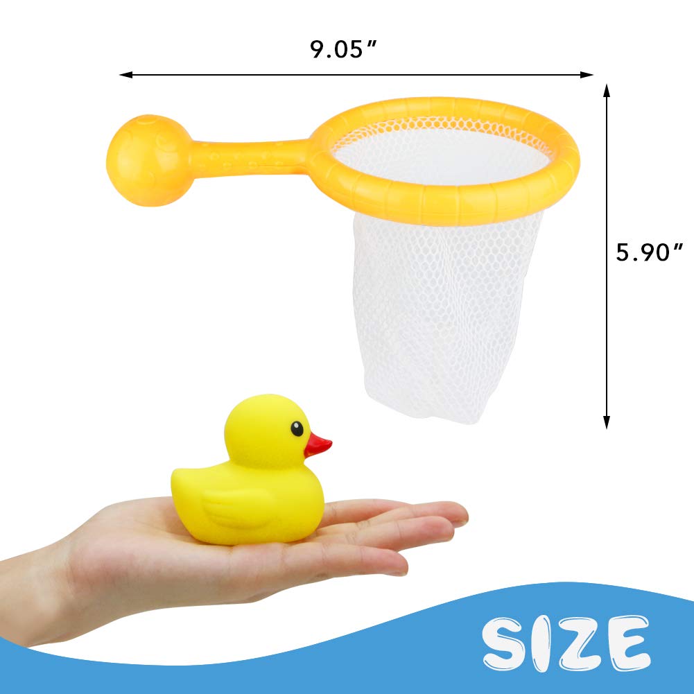 Nuheby Duck Bath Toy with Net Floating Octopus Dolphin Toddler Pool Net Bathtub Water Toys for 12 Month Old