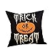 HL HLPPC Trick or Treat Pumpkin Halloween Cotton Linen Home Decor Throw Pillow Covers Set of 3,18 x 18 Inches