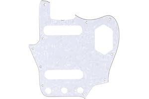 Musiclily Pro 10-Hole 65 60s Vintage Style Guitar Pickguard for Fender American Jaguar, 4Ply White Pearl