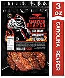 JURASSIC JERKY'S "CREEPING REAPER" Carolina Reaper Beef Jerky (1)-3oz Bag The Reaper is the HOTTEST Pepper in the world! Sweet with Heat~