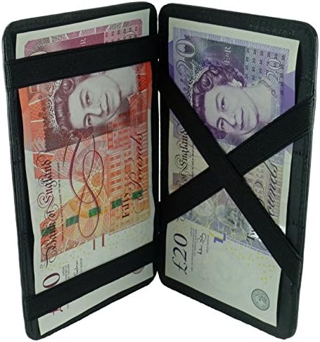 Quality Soft Cowhide Leather Magic Flip Milkman/Puzzle Money Wallet in Black(Size: S)