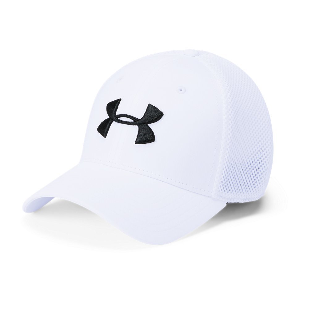 Under Armour UA Classic Mesh Cap, Classic Fit Baseball Cap, Functional Snapback Men, White (White/White/Black (100)), S