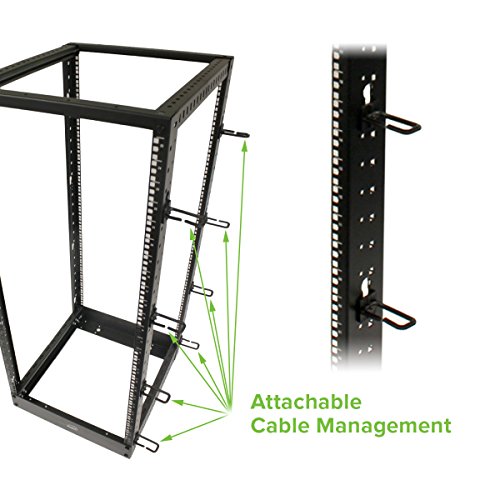 Navepoint 45U Professional 4-Post IT Open Frame Server Network Relay Rack 7 Feet Tall Black