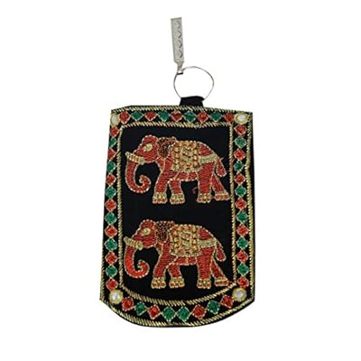 Kuber Industries Designer Embroided Mobile Phone Pouch Cover with Purse Pocket and Sari