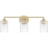 Capital Lighting 120531CG-422 Milan Iced Glass Bath Vanity Wall Mount, 3-Light 300 Total Watts, 9" H x 23" W, Capital Gold