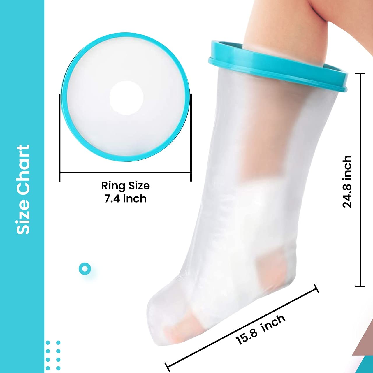100% Waterproof Adult Cast Covers for Shower Leg, Resuable 28