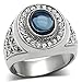 Men's Stainless Steel Dark Blue Oval Cabochon Ring