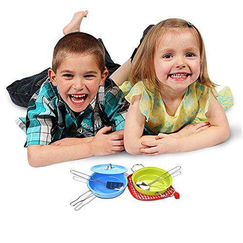 Pretend Play Kitchen Playset - 6 Pcs/Set Kids Pretend Toys Kitchen Toys [No Sharp Edges] Stainless Steel Cookware Toy Setteel Cookware Toy Set (US STOCK) - Thumbnail 3