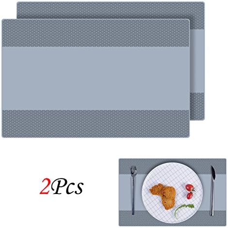 Placemats, EYGOO 2pcs Silicone Table Mats Reversible Pattern Place Mats for Dining Table (Mediterranean)