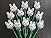 Bunny Pens Easter Party Favors, White Rabbit Plush Top Kids Goody Bag Stuffers Basket Filler Birthday Supplies Decorations 12 Pack