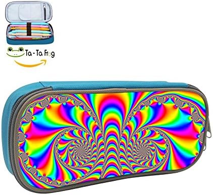 Se20B Trippy Rainbow Pencil Case Student 3D Printed Pen Box Stationery Pouch Cosmetic Storage Bag Blue