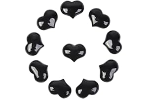 JUSTINSTONES Natural Black Agate Gemstone Healing Crystal 1 inch Mini Puffy Heart Pocket Stone Iron Gift Box (Pack of 10)