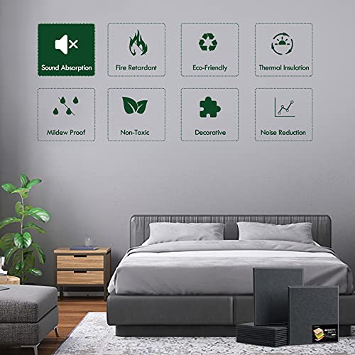 LinkChance 12 Pack Acoustic Panels, Studio Soundproof Padding Wall Art Decorative Tiles (Not Foam) 12\