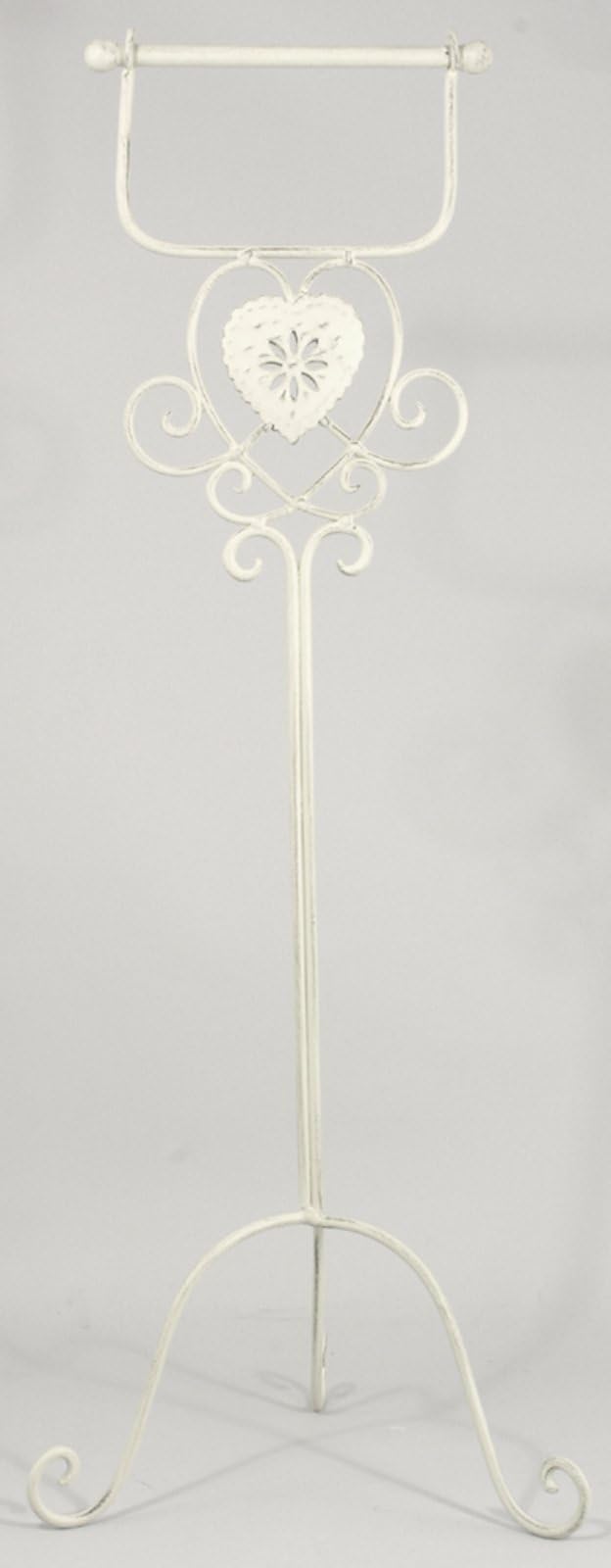 marymarygardens Distressed Antique Cream Painted Metal Toilet Roll Holder - Free Standing