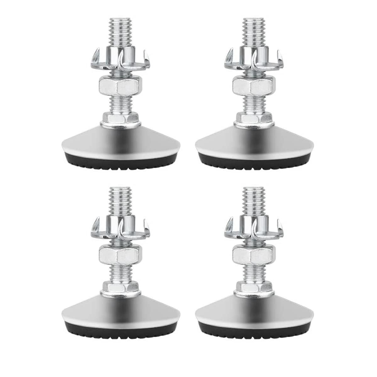 Drenky Levelling Feet, 4 Packs M8x30mm Metal Adjustable Furniture Legs Heavy Duty Thread Glides Levelers with T-Nuts and Screw Nuts Silent Non-Slip Base
