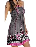 Women Summer Backless Halter Lace Up Boho Beach Dresses Grey M