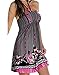 Women Summer Backless Halter Lace Up Boho Beach Dresses Grey M