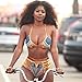 Huiyuzhi Womens African Dashiki Metallic 2 Piece Cut Out Bikini Swimsuit (M, Blue-Gold)